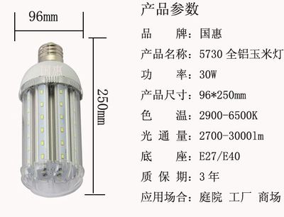 廠家專業(yè)生產(chǎn)LED玉米燈 全鋁材散熱30wLED玉米燈5730 價格